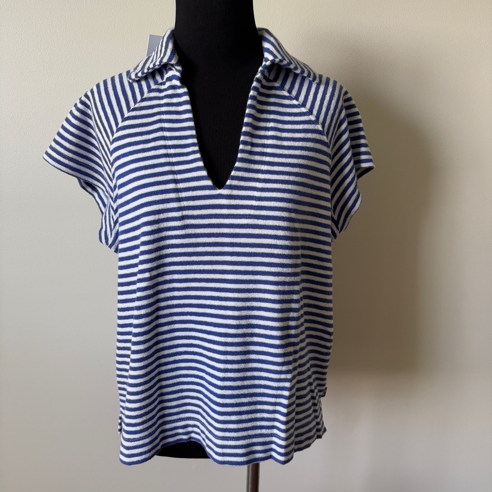 NWT! Blue Striped Women's Terrycloth Top 100% Cotton (set available)